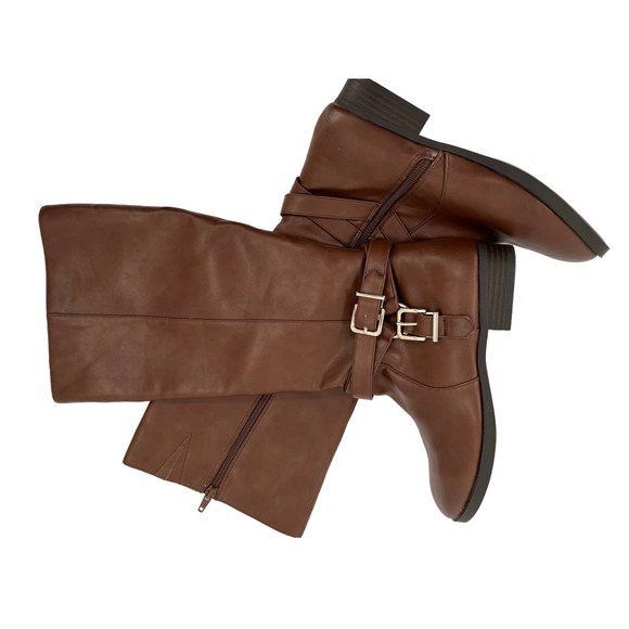 Express tall brown faux leather boots with buckles size 7 NWT - Picture 6 of 6